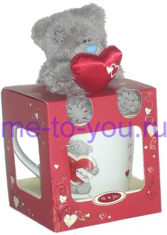 Подарочный набор Me to you с длинношерстным мишкой "Тедди с сердцем"(мишка и чашка).