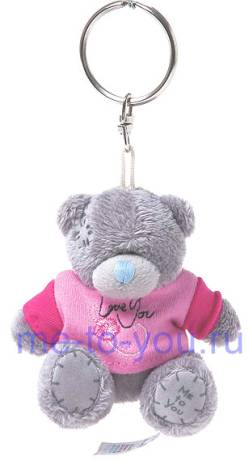 Плюшевый брелок для ключей длинношерстный мишка Тедди Me To You в футболке "Люблю тебя", размер 7,5 см.