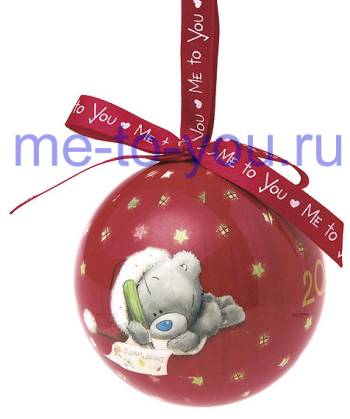 Стеклянный елочный шар Me To You Tiny Tatty Teddy Baby, рождественская серия, диаметр 6 см.
