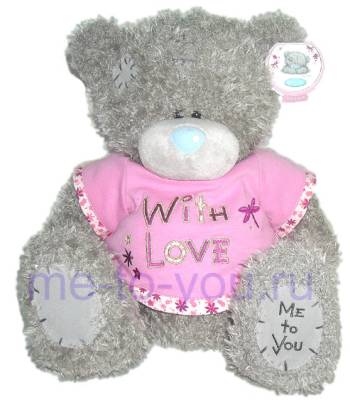 Медвежонок в розовой майке "С любовью", размер 30 см.