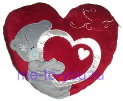 Плюшевая подушка-сердце Me to you "Тедди с сердцем", размер 47х43 см.
