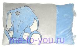 Подушка Me to you плюшевая, голубоносые друзья, "Слоник", прямоугольная, размер 27x43 см.