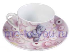Чайная пара (чашка и блюдце) Me to you,  акварельный стиль, объем чашки 170 мл, диаметр блюдца 17,5 см.