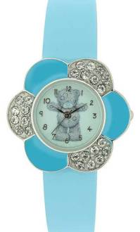 Часы молодежные Me to you "Тедди", циферблат-цветочек, голубой ремешок, примерный размер циферблата 3х3 см, рабочая поверхность ремешка (масксимальный обхват руки) 19 см, ширина ремешка 1,4 см.