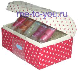 Подарочный набор Me to you "Пять разноцветных блесков для губ", размер коробки 9х15х9 см.
