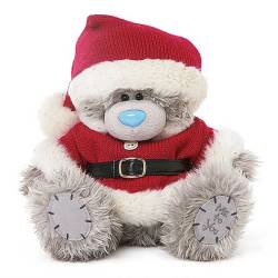 Длинношерстный мишка Me to you в костюме Санта Клауса, размер 20 см.