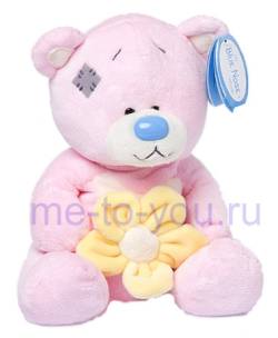 Мягкая игрушка розовый мишка с цветочком Blue nose Me to you, размер 20 см.