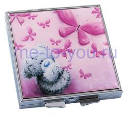 Компактное зеркальце Me to you "Розовые бабочки", размер 8х7х2 см.