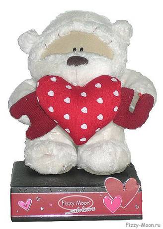 Плюшевый медвежонок Fizzy Moon с объемными буквами "Я тебя люблю",  размер 13 см.