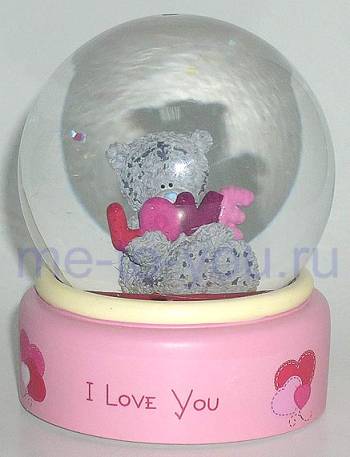 Снежный шар "Мишка с буквами LOVE", диаметр 65 мм.