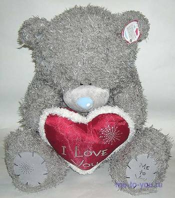 Медвежонок Тедди Me to you с атласным сердцем, украшенным меховой оторочкой, размер 60 см.