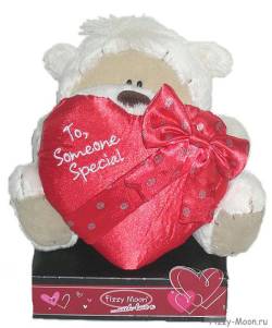 Плюшевый медвежонок Fizzy Moon с большим красным сердцем "Кому-то особенному",  размер 13 см.