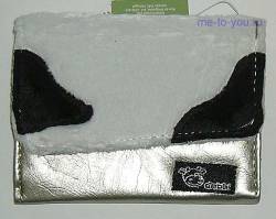 Плюшевый кошелек черно-белый с серебряным, Гласси, размер 2х9х2,5 см