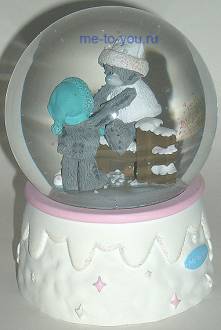 Снежный шар с подсветкой "Мишки на заборе", диаметр 120 мм.
