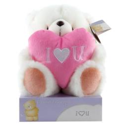Плюшевый мишка Hallmark с розовым сердечком "Я тебя люблю", белый, размер 20 см*.