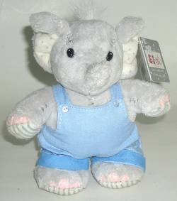 Слоненок в голубом комбензоне, размер 15 см.