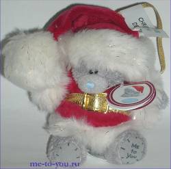 Елочная игрушка "Плюшевый мишка в костюме Деда Мороза", размер 7,5 см.