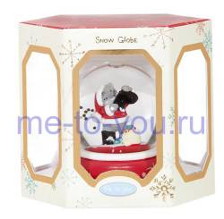 Снежный шар "Мишка в костюме Санта Клауса", диаметр 65 мм.