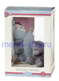 Подарочный набор Me to you  с длинношерстным мишкой "Пожелания на День рождения" (мишка и большой бокал).