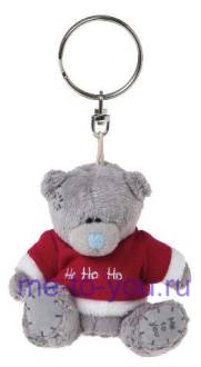 Плюшевый брелок для ключей длинношерстный мишка Тедди Me To You в футболке "Хо-хо-хо", размер 7,5 см.