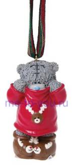 Елочная игрушка "Мишка в свитере и тапочках", размер 5 см.