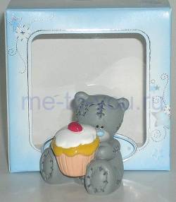Мини фигурка мишки Тедди "Вкусный тортик", высота фигурки 3,5 см.