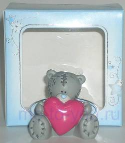 Мини фигурка мишки Тедди "Красное сердечко", высота фигурки 3,5 см.