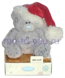Мишка в колпачке Санта-Клауса, размер 7,5 см.