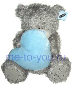 Длинношерстный мишка Тедди Me to you с голубым плюшевым сердцем, размер 60 см.