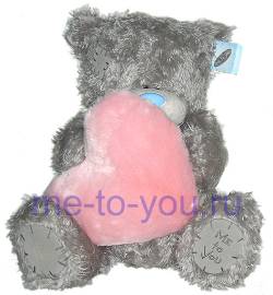 Длинношерстный мишка Тедди Me to you с розовым плюшевым сердцем, размер 60 см.
