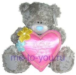 Длинношерстный мишка Тедди Me to you с сердцем "Я тебя люблю", размер 40 см.