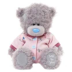 Медвежонок Тедди с новой шерсткой в комбинезоне, размер 18 см.