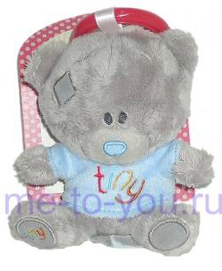 Игрушка-пищалка медвежонок  Me To You Tiny Tatty Teddy Baby  в голубой кофточке, размер 10 см.