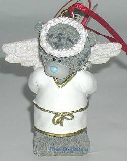 Елочная игрушка "Мишка-ангелочек", размер 6 см.