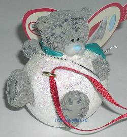 Елочная игрушка "Мишка в снежке", размер 5 см.