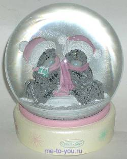Снежный шар "Мишки сидящие, в коньках", диаметр 100 мм.