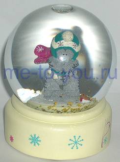 Снежный шар "Мишка со снегирем", диаметр 65 мм.