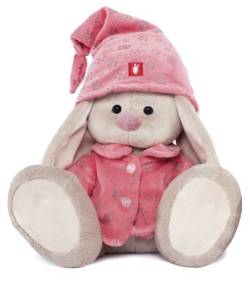 Плюшевый зайка "Зайка Ми" в розовой пижамке и колпачке, сидящий, размер 23 см*.