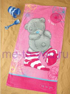 Пляжное полотенце Me to you "Мишка в носках", размер 70х140 см