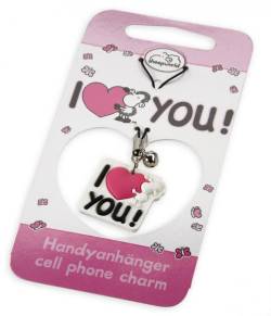Резиновый брелок для мобильного телефона "I love you".